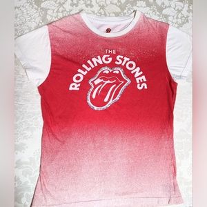Rolling Stones sequin Tshirt M fitted red 1981 tour cute sexy anthill rockwear
